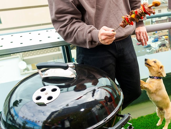 夜は Weber の本格バーベキュー。わんちゃん同伴は1日1組限定の特別エリアで